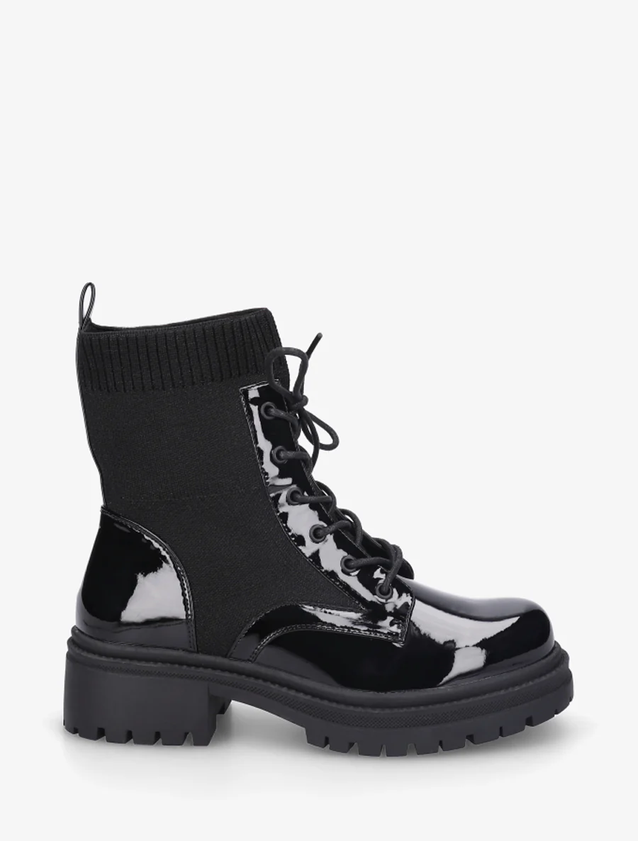 Bottines chaussettes et vernies - Noir