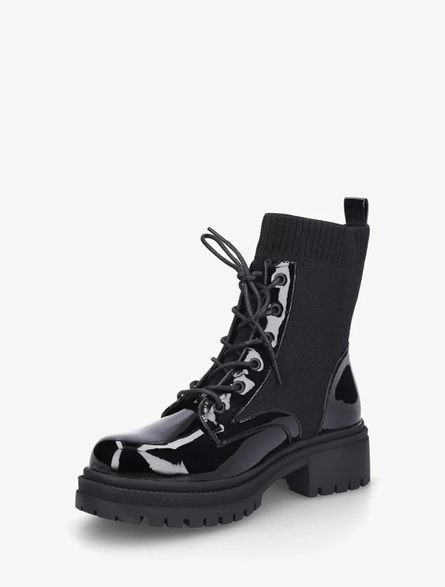 Bottines chaussettes et vernies - Noir - Image 3