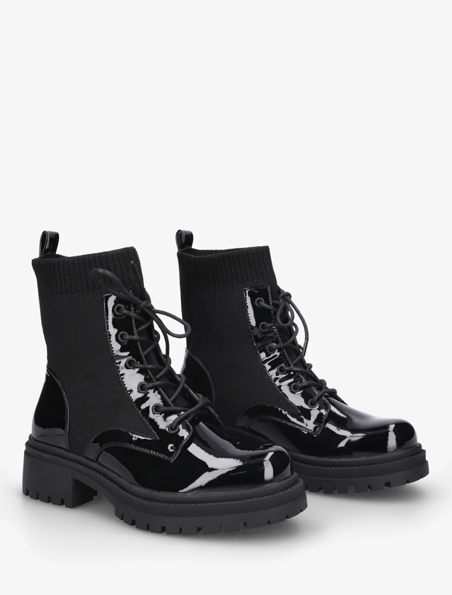 Bottines chaussettes et vernies - Noir - Image 4