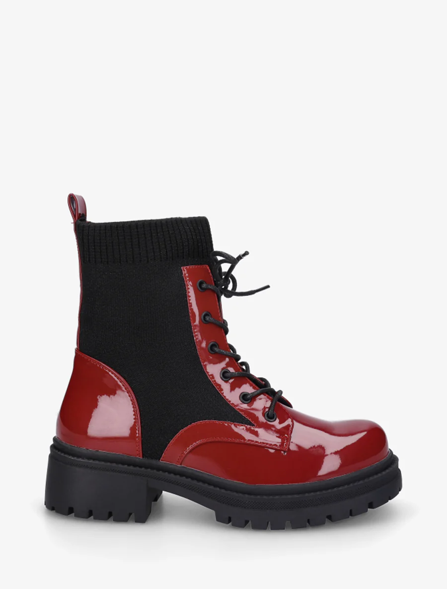 Bottines chaussettes et vernies - Rouge