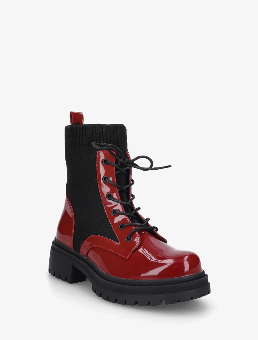 Bottines chaussettes et vernies - Rouge - Image 2