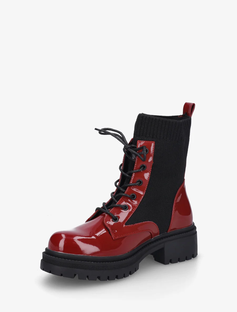 Bottines chaussettes et vernies - Rouge - Image 3