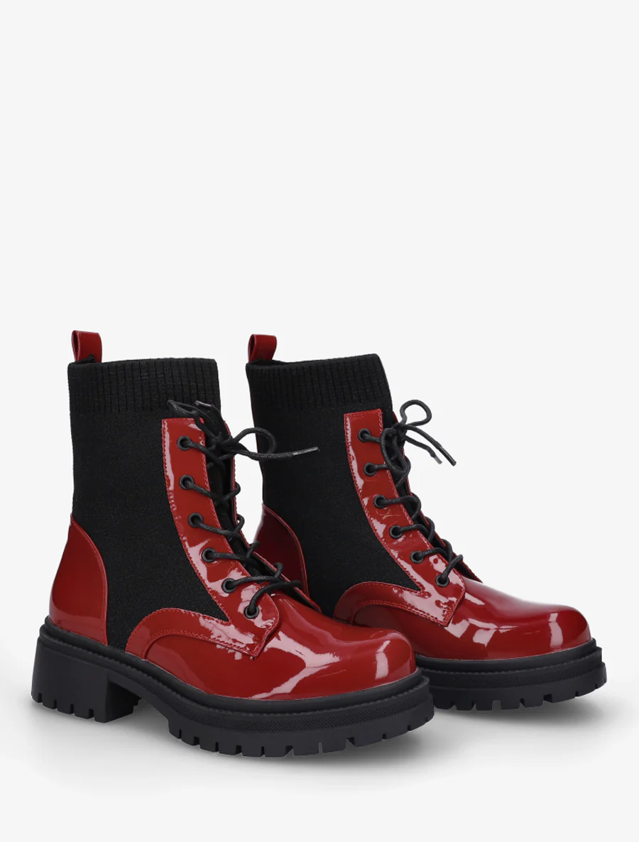 Bottines chaussettes et vernies - Rouge - Image 4