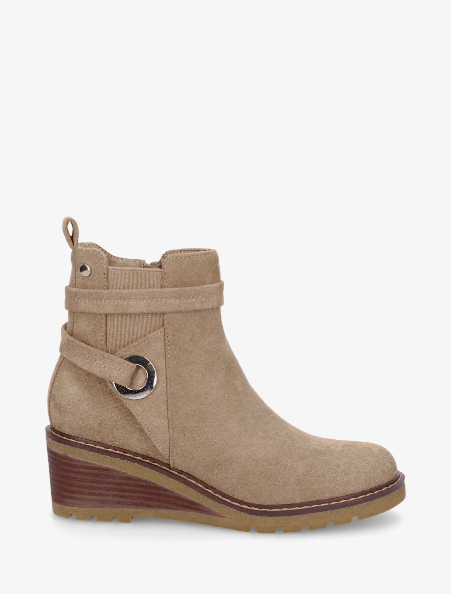 Bottines compensées en suédine - Taupe