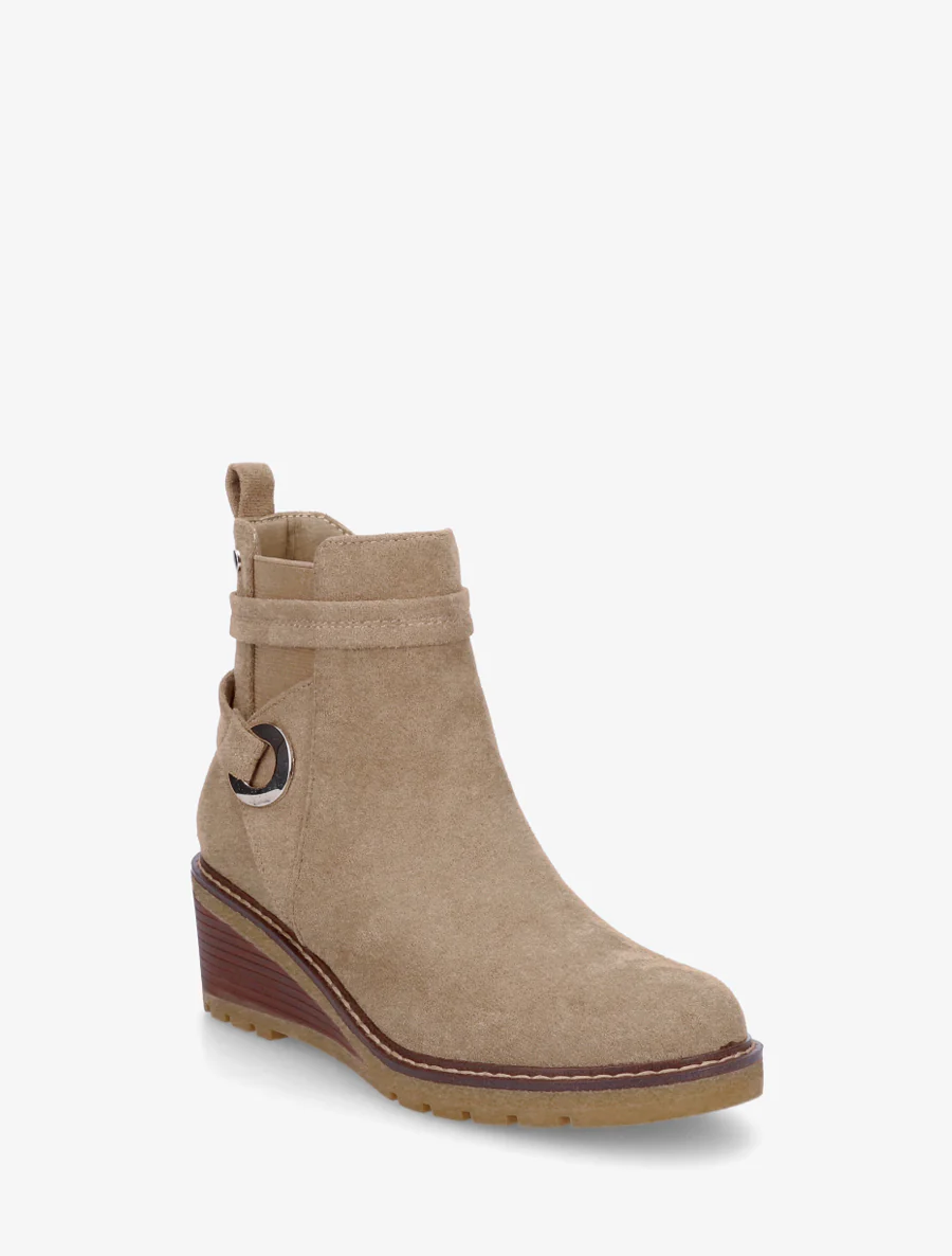 Bottines compensées en suédine - Taupe - Image 2