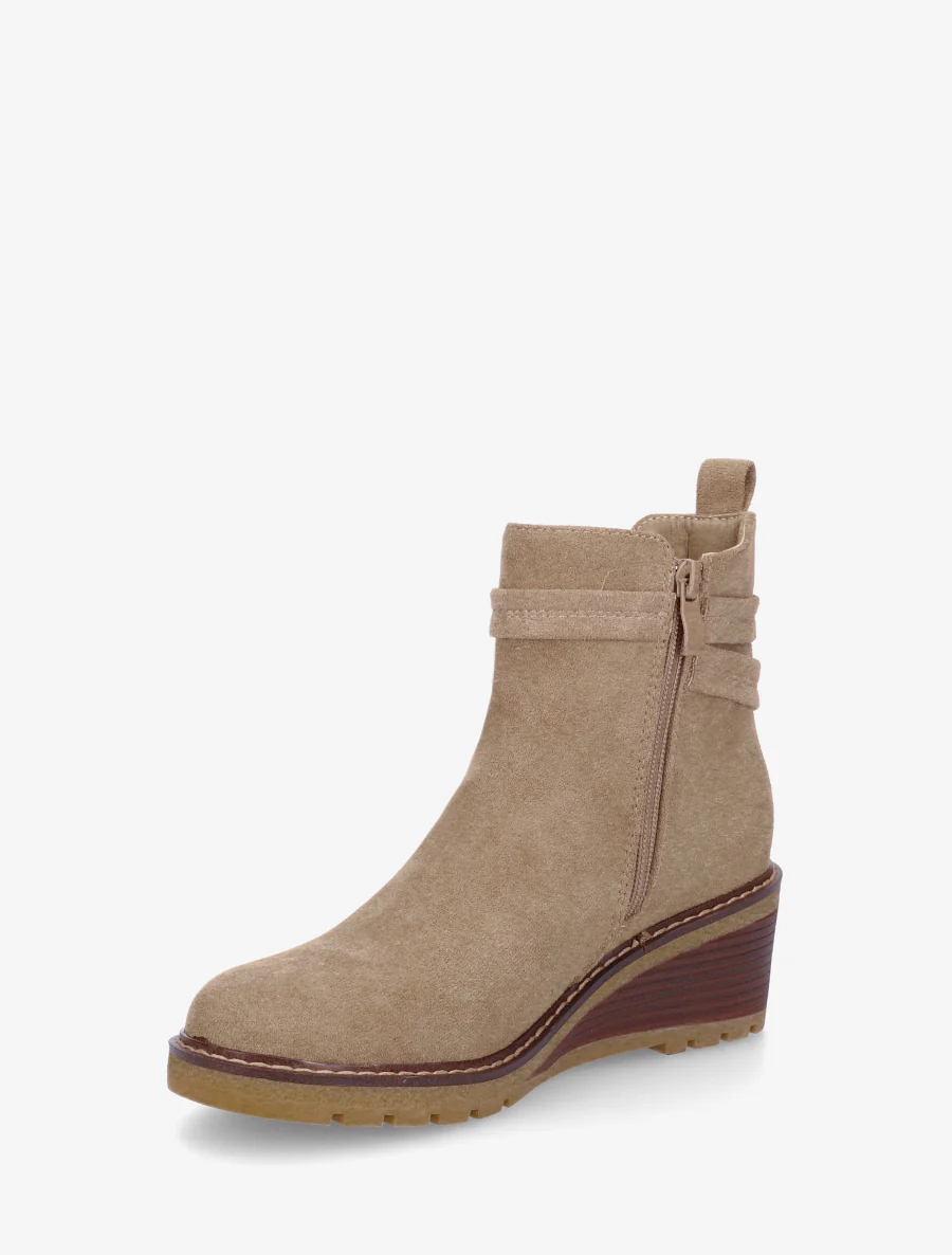 Bottines compensées en suédine - Taupe - Image 3