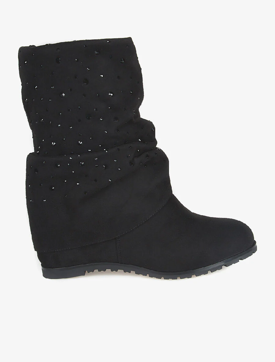 Bottines compensées strassées - noir
