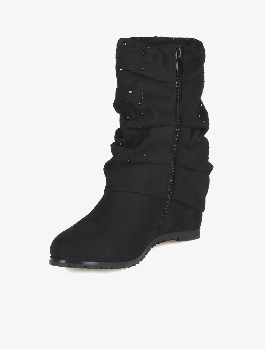Bottines compensées strassées - noir - Image 3
