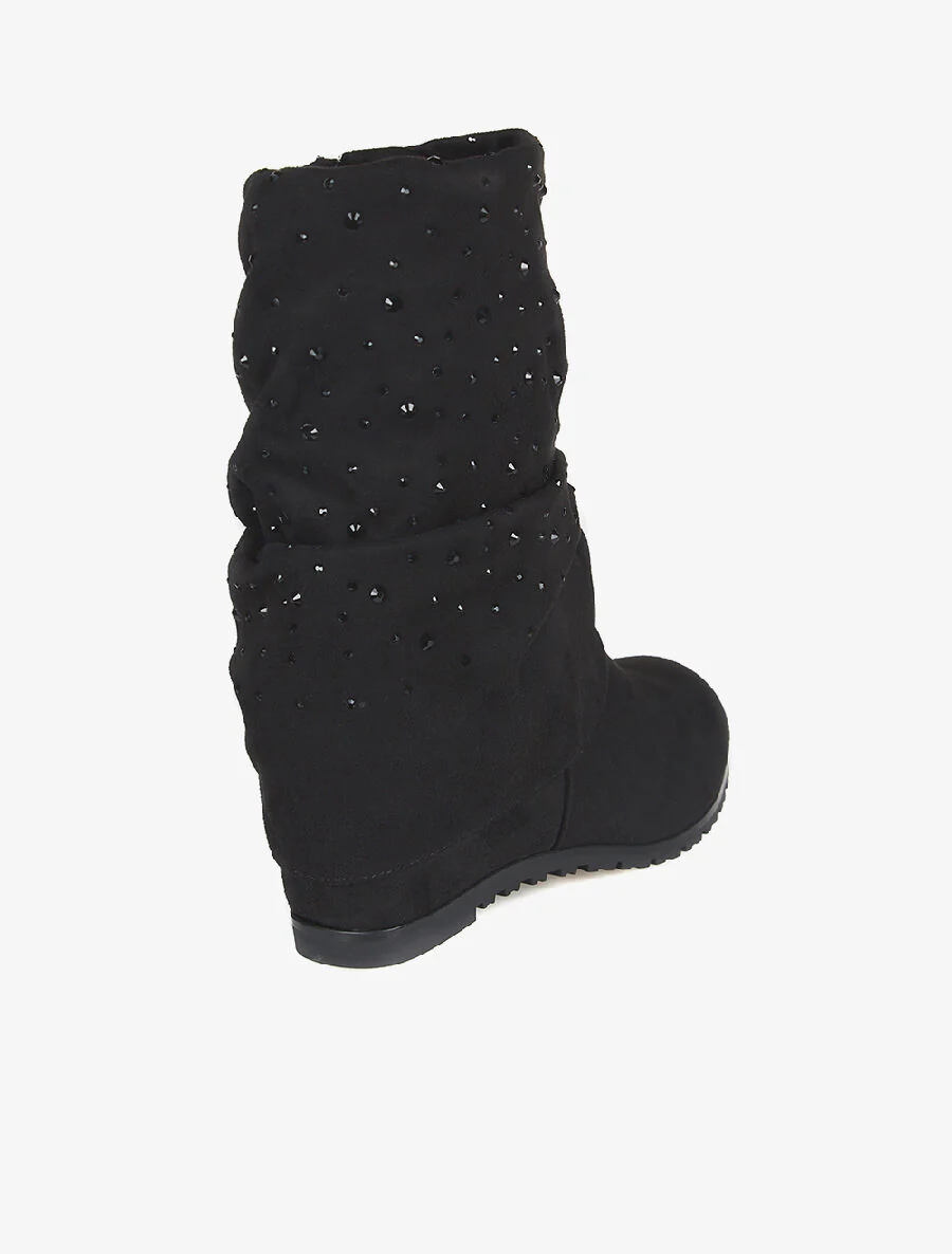 Bottines compensées strassées - noir - Image 4