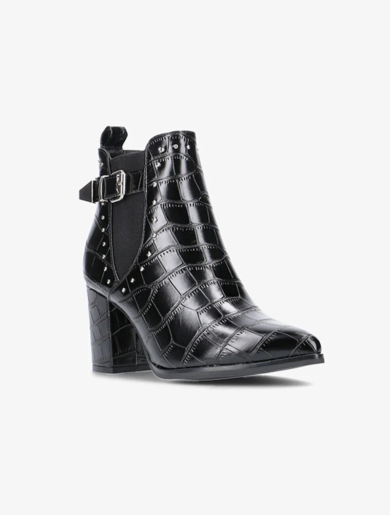 Bottines croco à bouts pointus - noir - Image 3