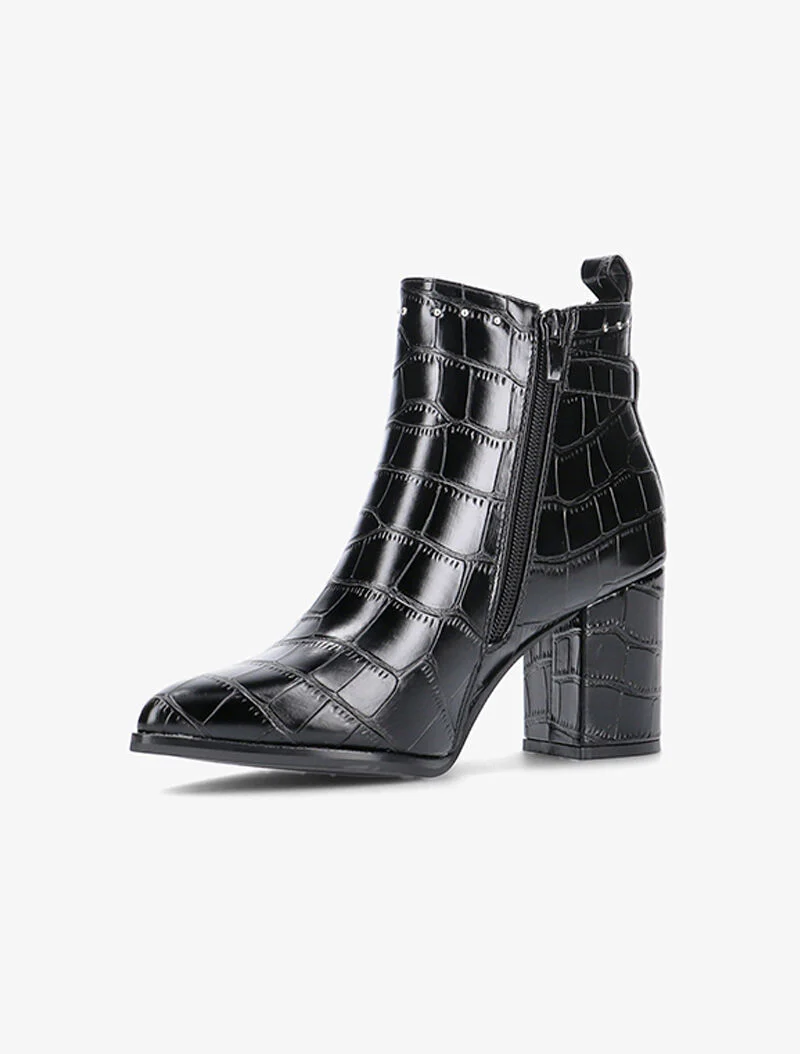 Bottines croco à bouts pointus - noir - Image 4