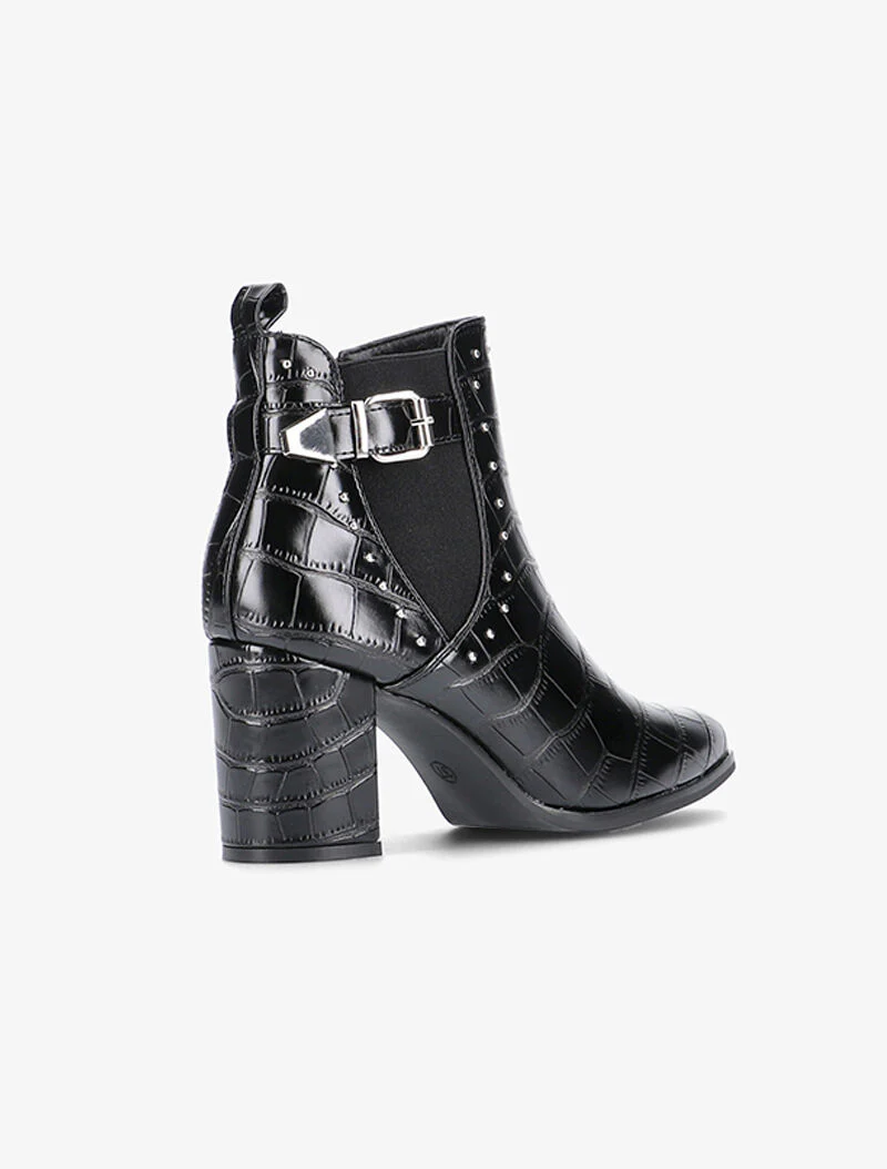Bottines croco à bouts pointus - noir - Image 5