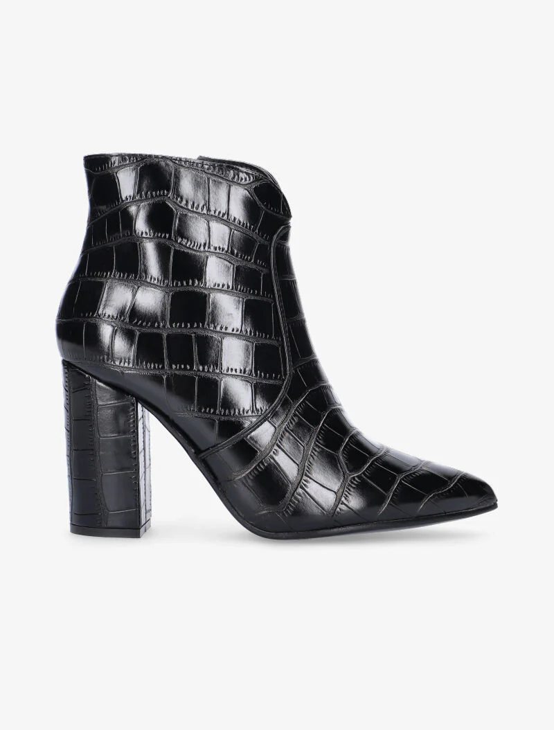 Bottines croco fendues - noir