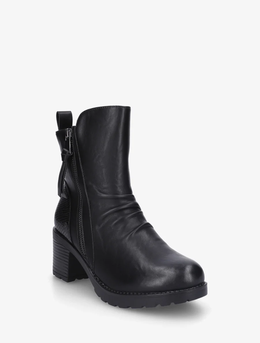 Bottines effet froissé et zip décoratif - Noir - Image 2
