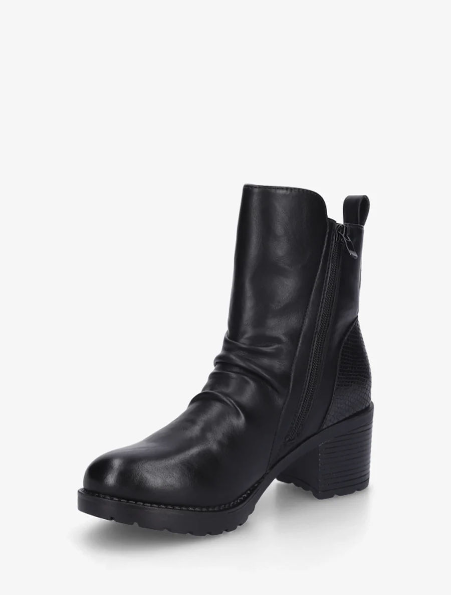 Bottines effet froissé et zip décoratif - Noir - Image 3