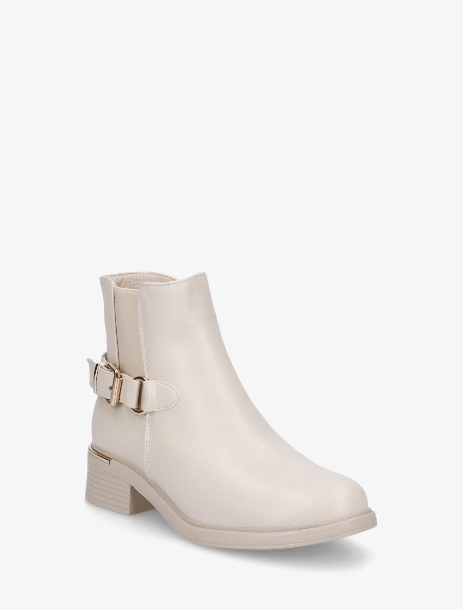 Bottines élastiquées à boucle - Beige - Image 2