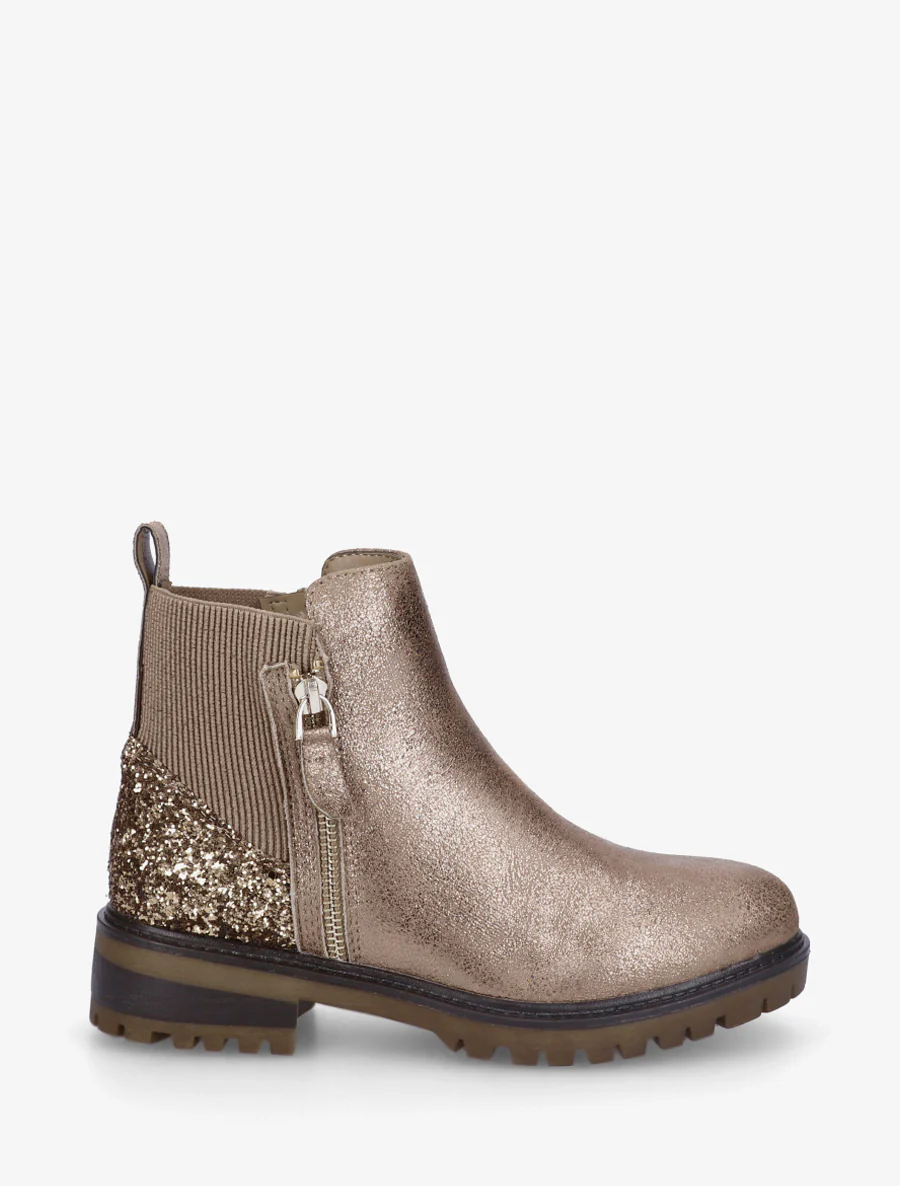 Bottines élastiquées à contrefort pailleté - Or
