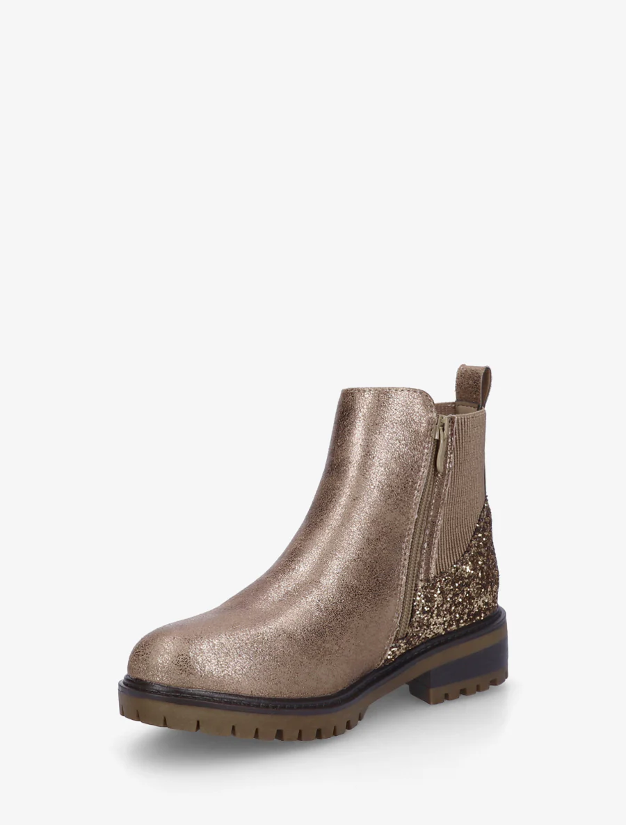 Bottines élastiquées à contrefort pailleté - Or - Image 3