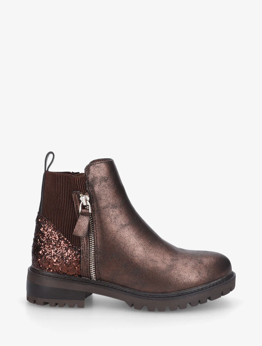 Bottines élastiquées à contrefort pailleté - Bronze