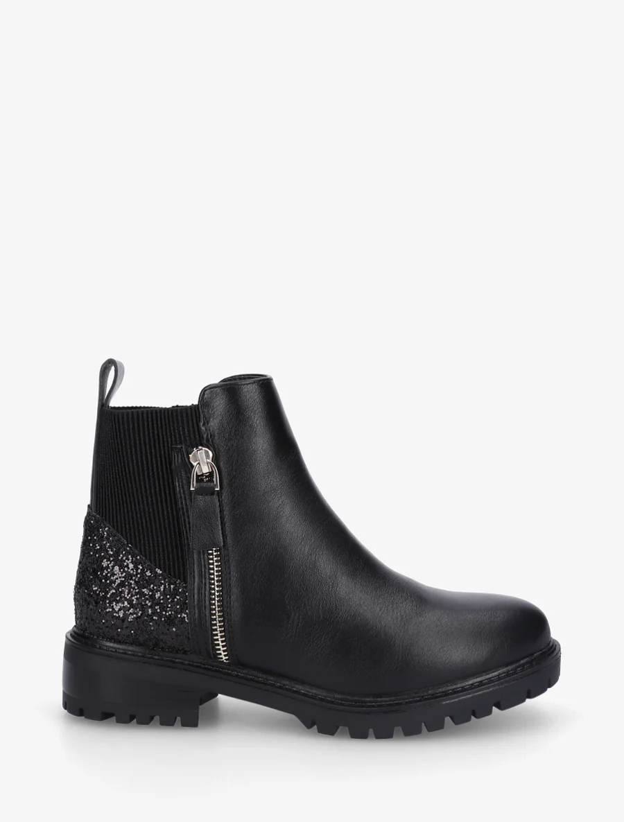 Bottines élastiquées à contrefort pailleté - Noir