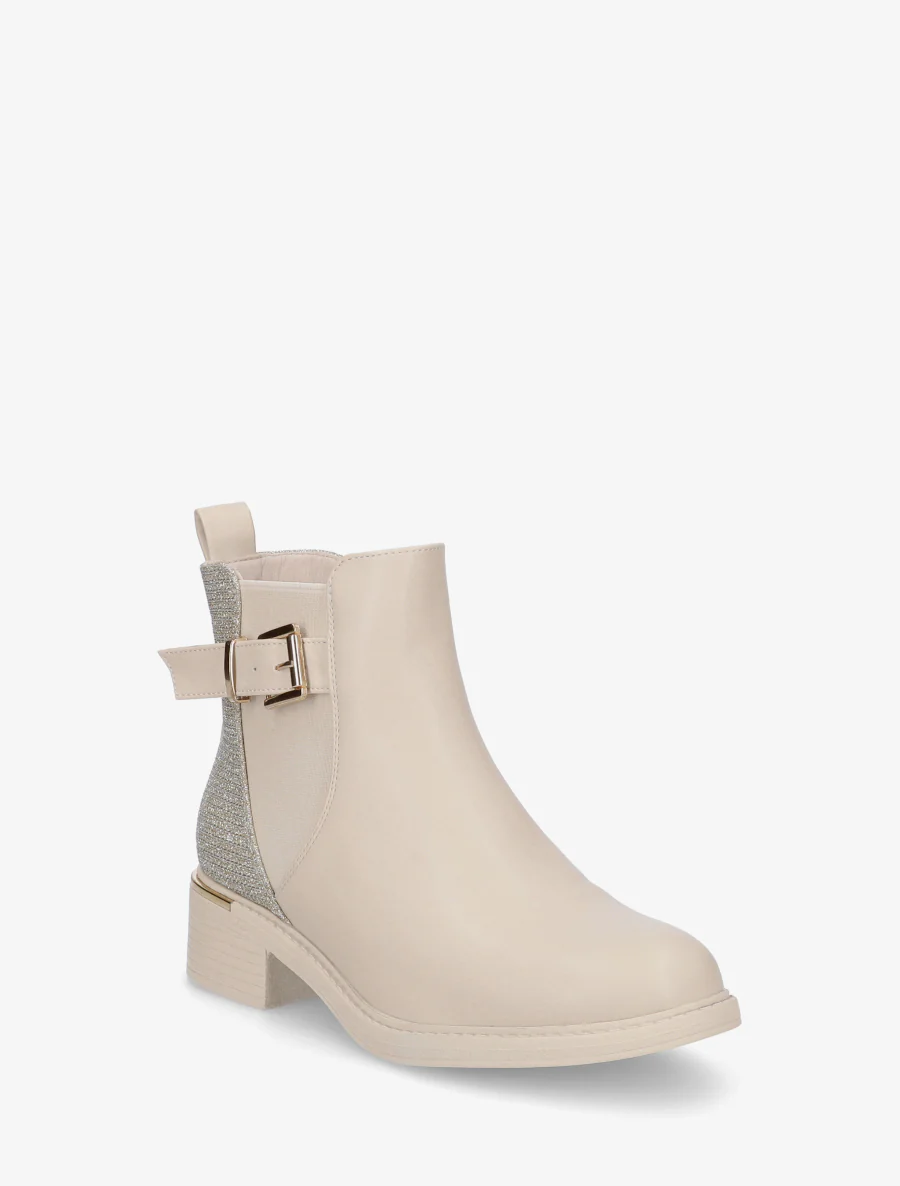 Bottines élastiquées à contrefort pailleté - Beige - Image 2