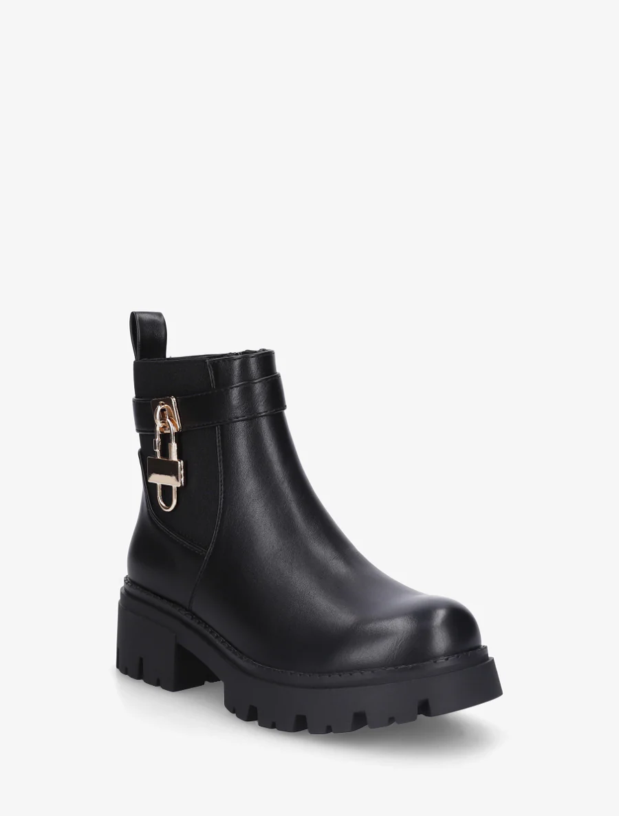 Bottines élastiquées à empiècement cadenas - Noir - Image 2
