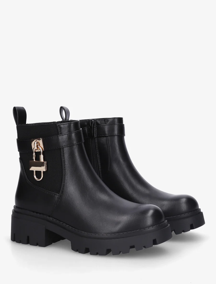 Bottines élastiquées à empiècement cadenas - Noir - Image 4