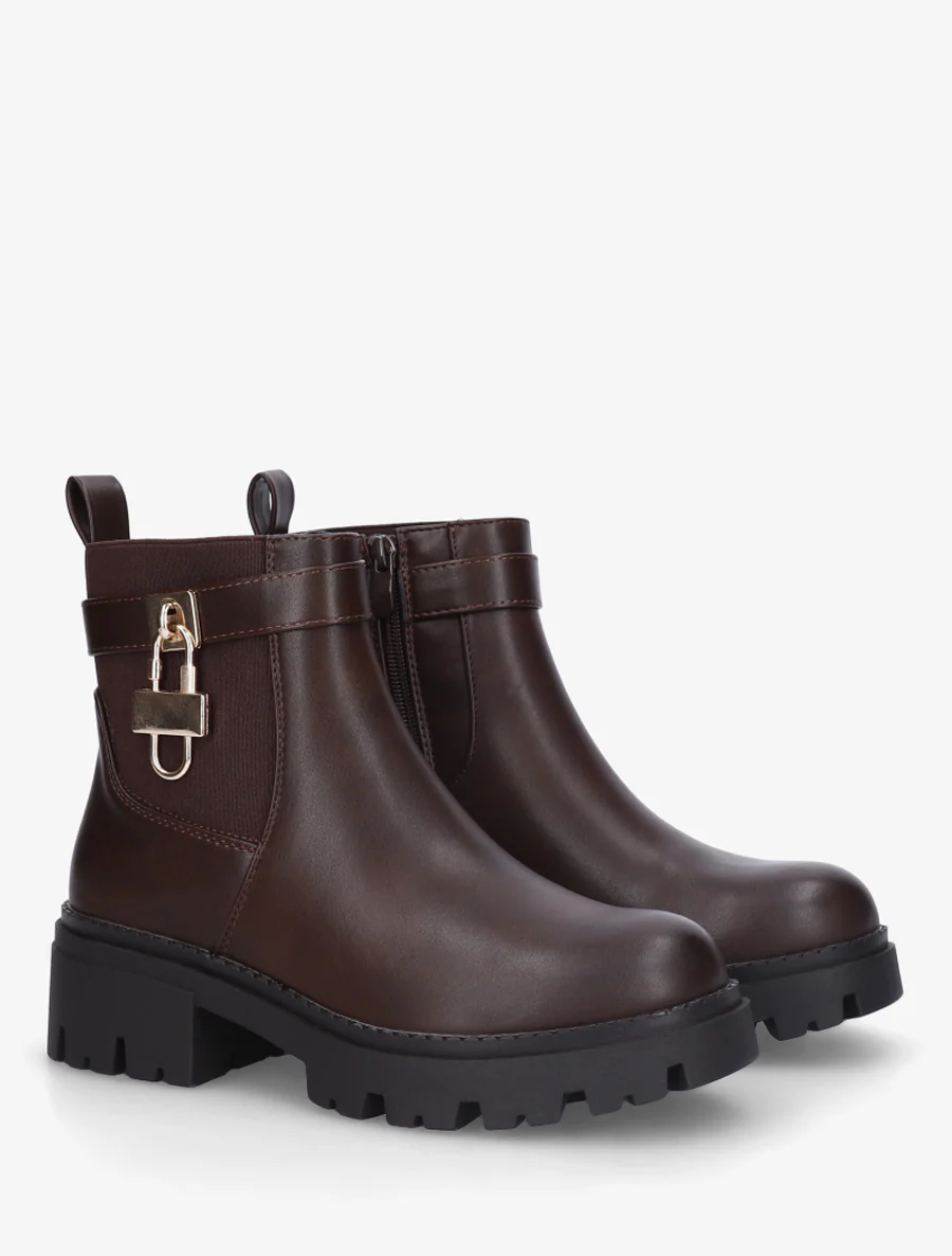 Bottines élastiquées à empiècement cadenas - Marron - Image 4