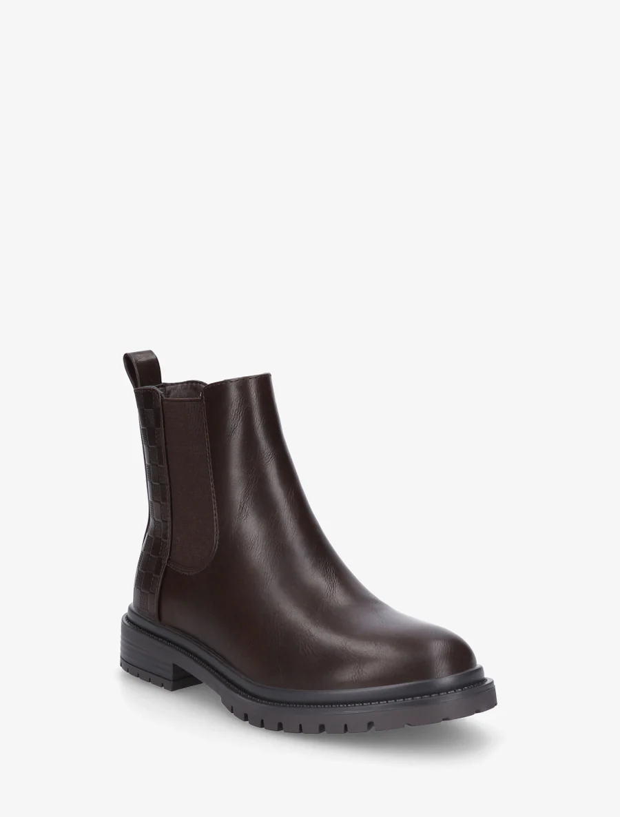 Bottines élastiquées à motif damier - Marron - Image 2