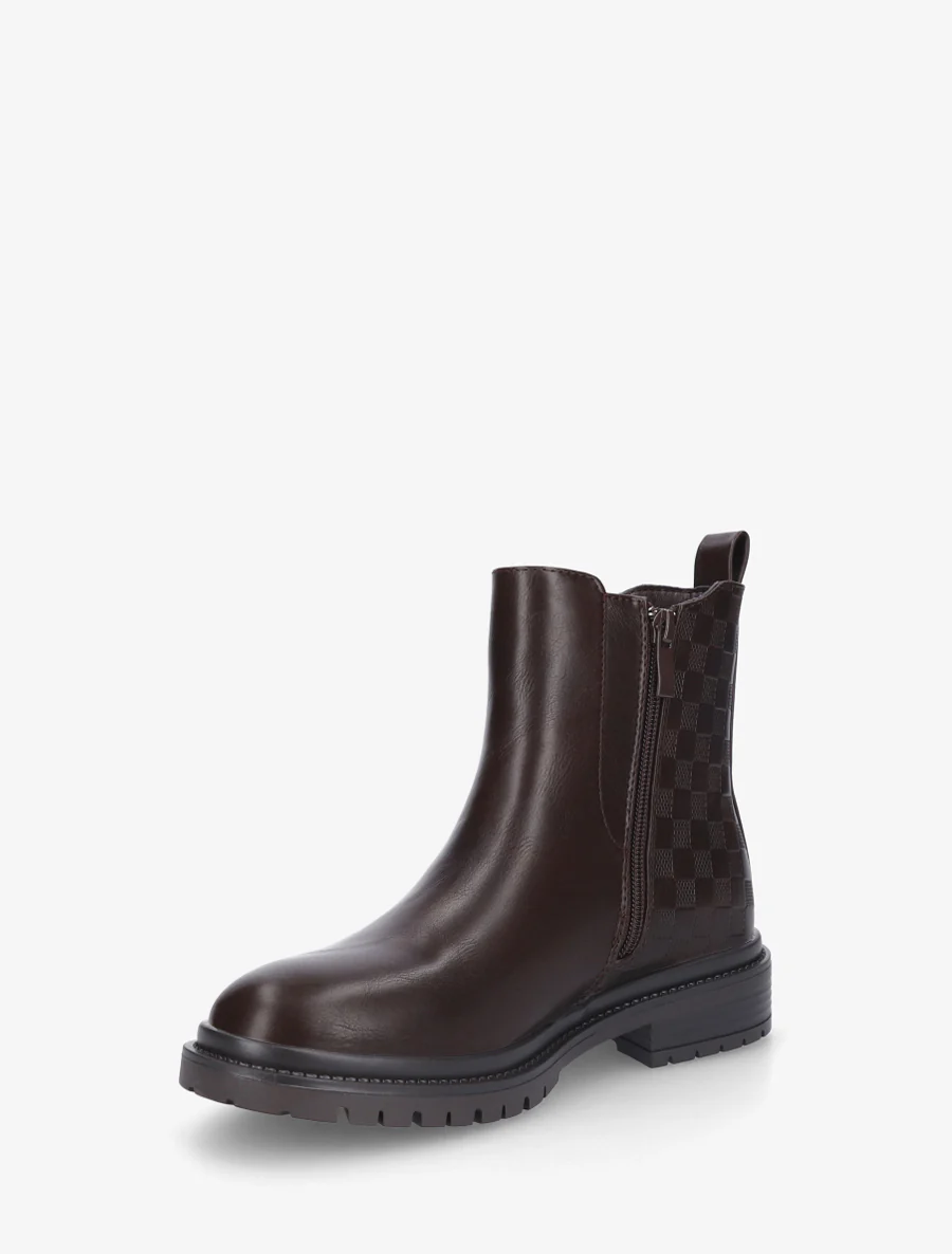 Bottines élastiquées à motif damier - Marron - Image 3