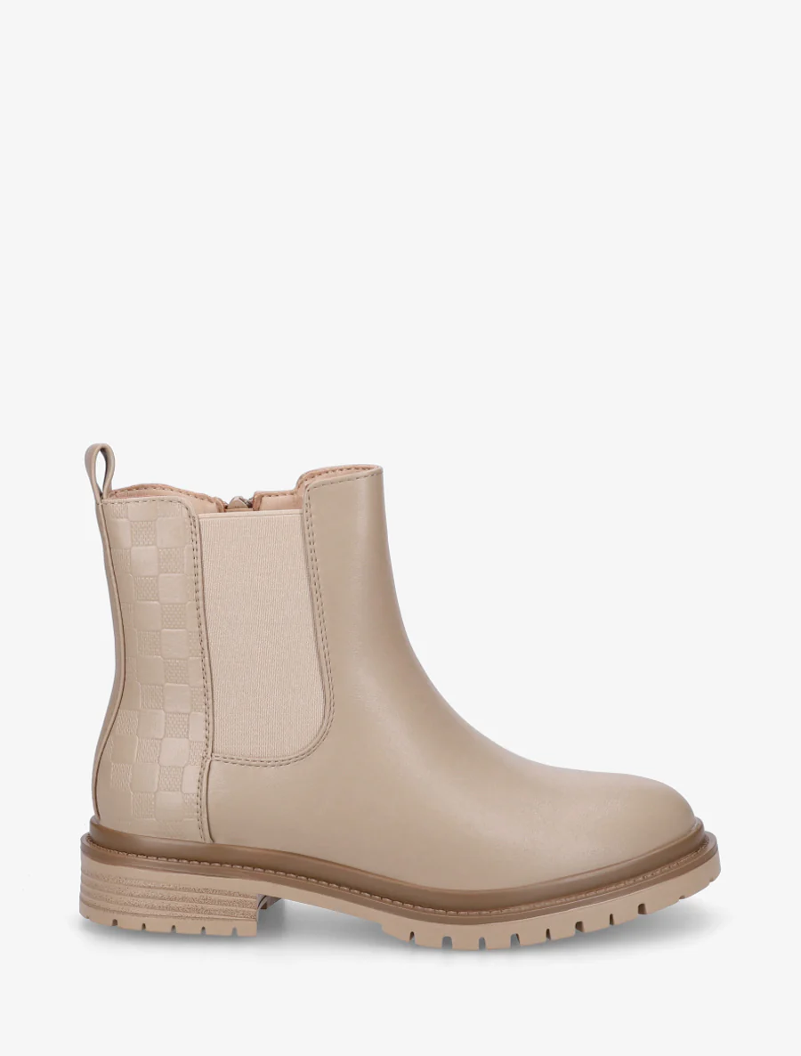 Bottines élastiquées à motif damier - Beige foncé