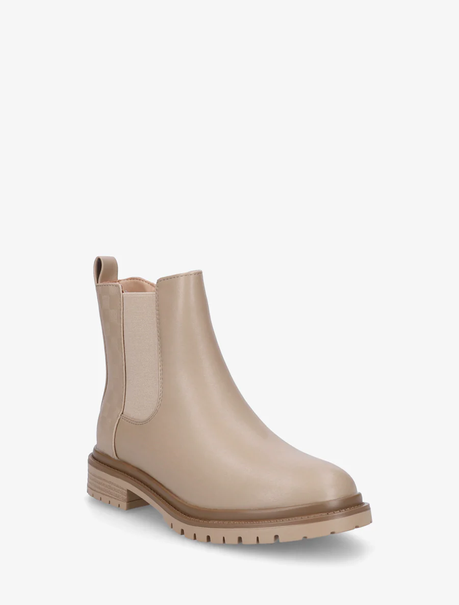 Bottines élastiquées à motif damier - Beige foncé - Image 2