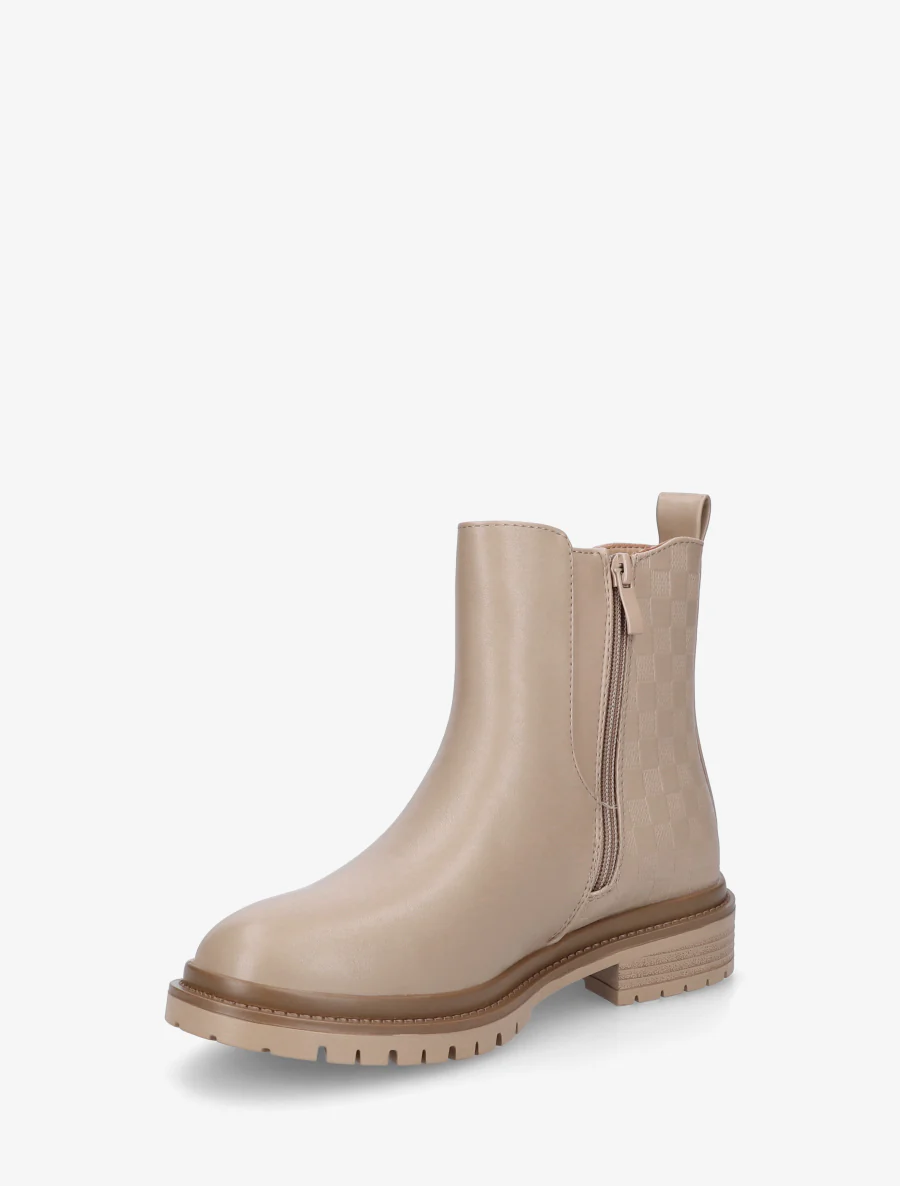 Bottines élastiquées à motif damier - Beige foncé - Image 3