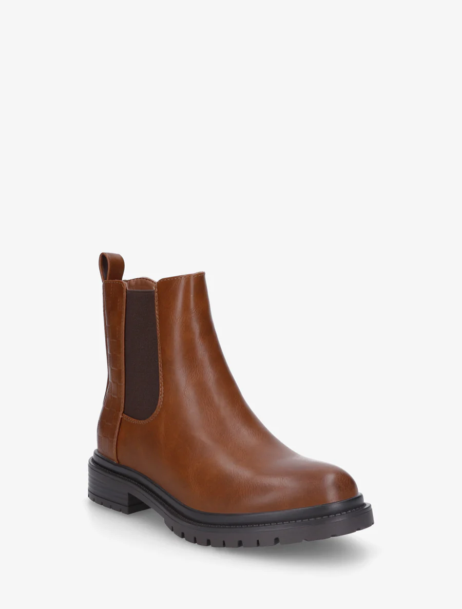 Bottines élastiquées à motif damier - Camel - Image 2