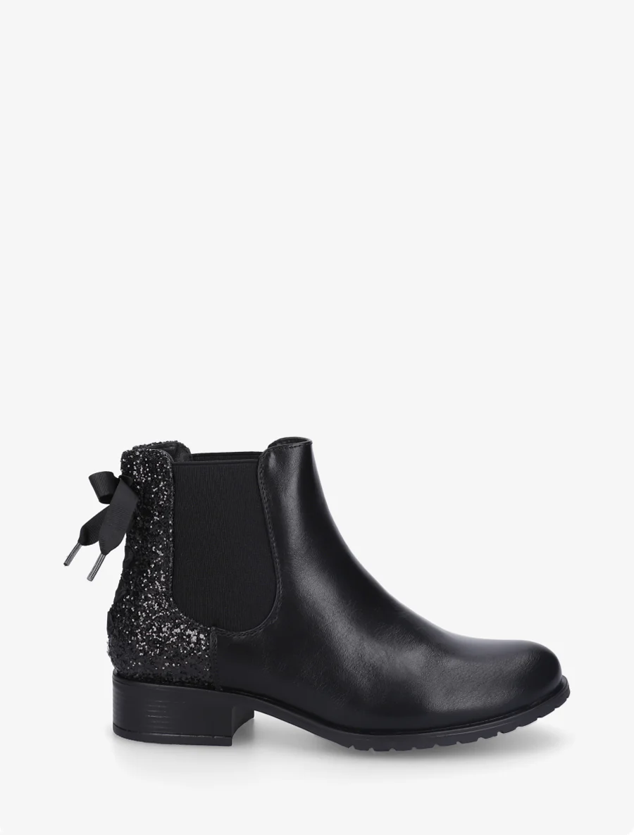 Bottines élastiquées à ruban style lacet - Noir