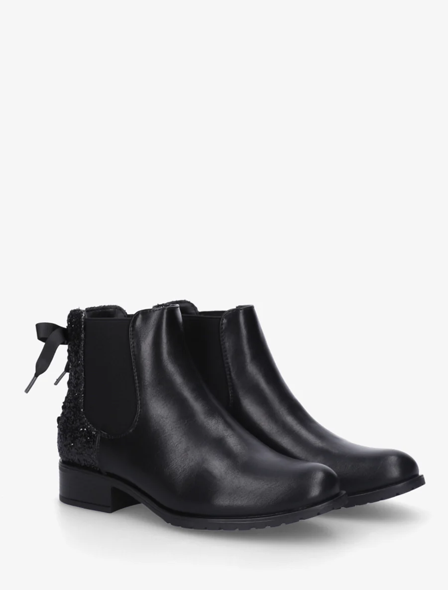 Bottines élastiquées à ruban style lacet - Noir - Image 4