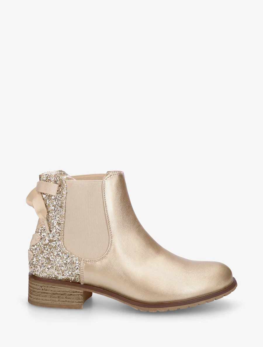 Bottines élastiquées à ruban style lacet - Or