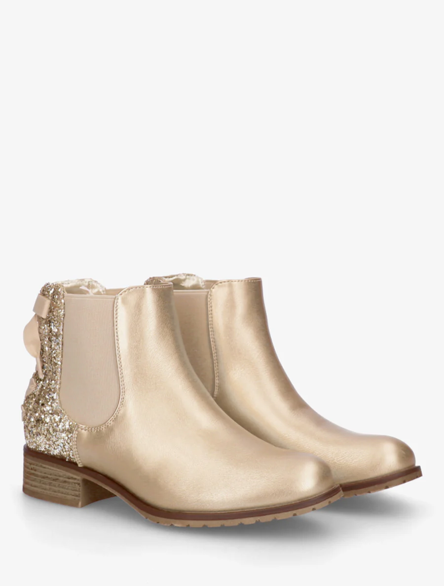 Bottines élastiquées à ruban style lacet - Or - Image 4