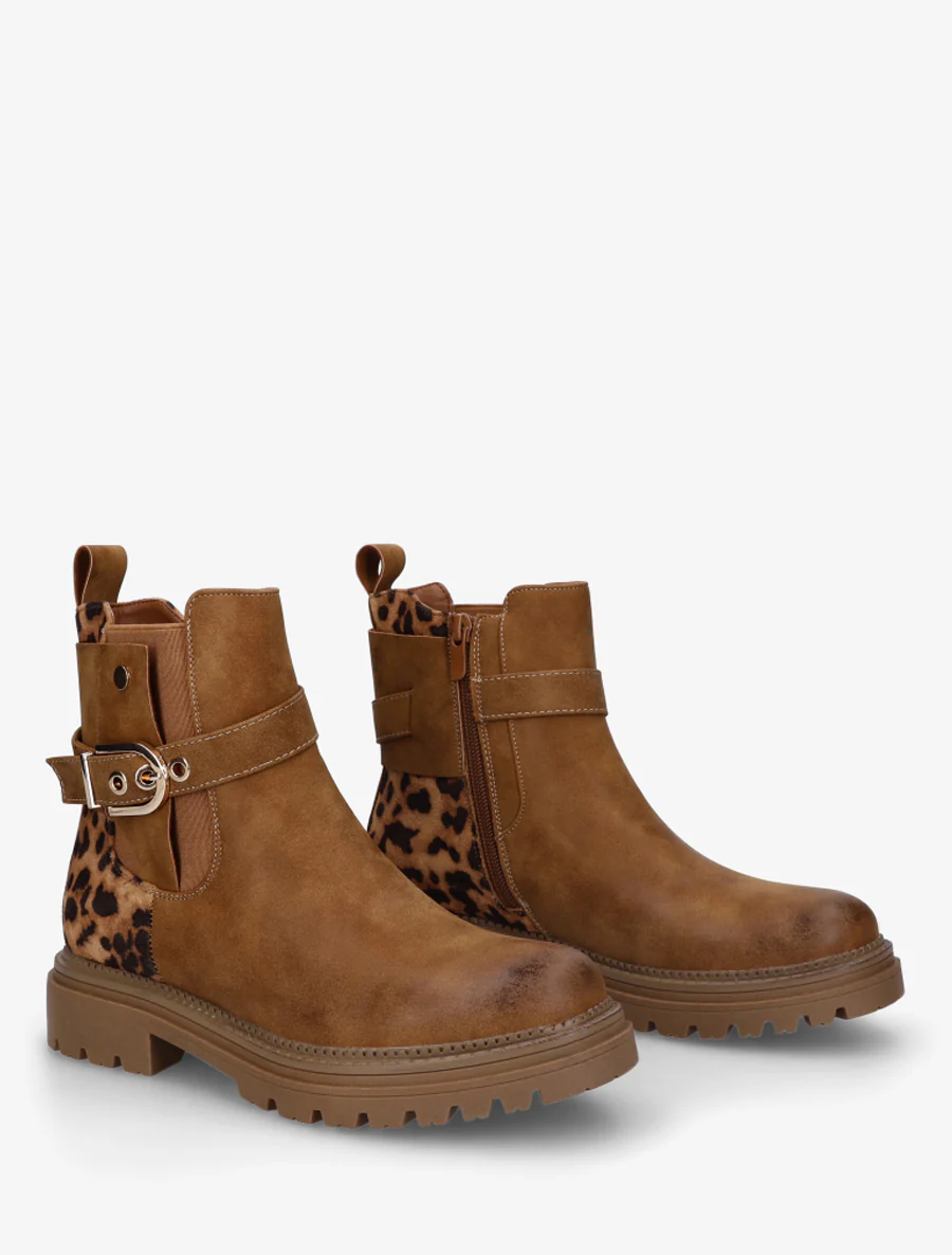 Bottines élastiquées à sangle - Camel - Image 4