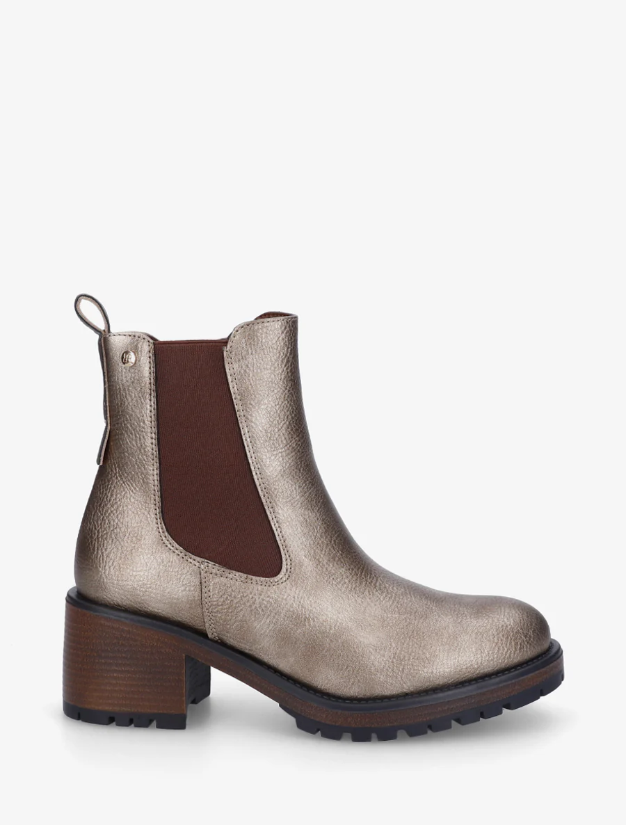 Bottines élastiquées à talon - Taupe