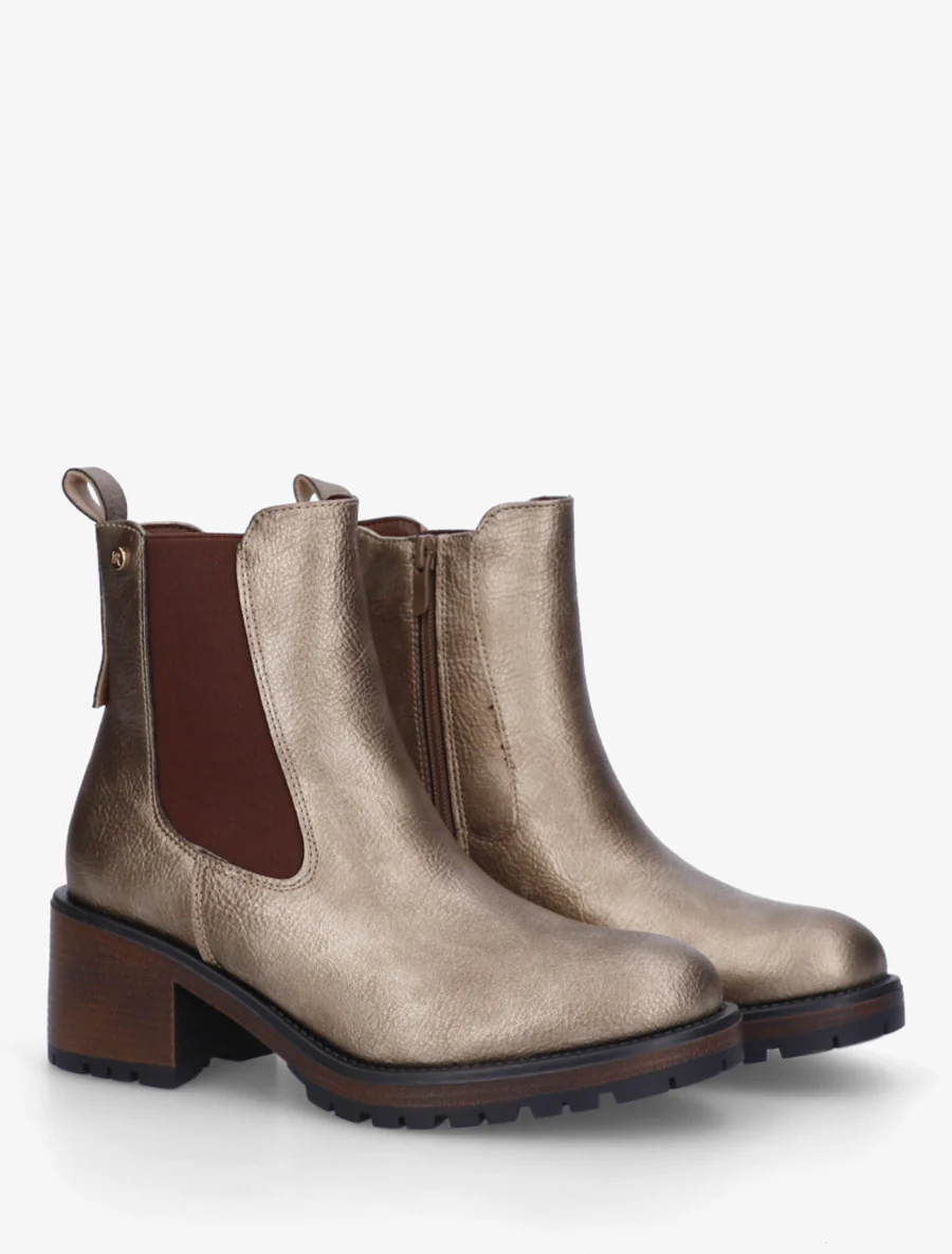 Bottines élastiquées à talon - Taupe - Image 4