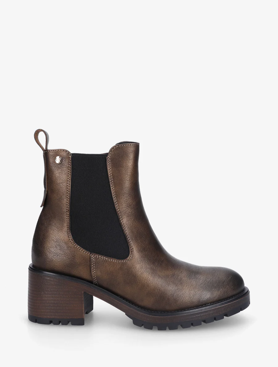 Bottines élastiquées à talon - Bronze