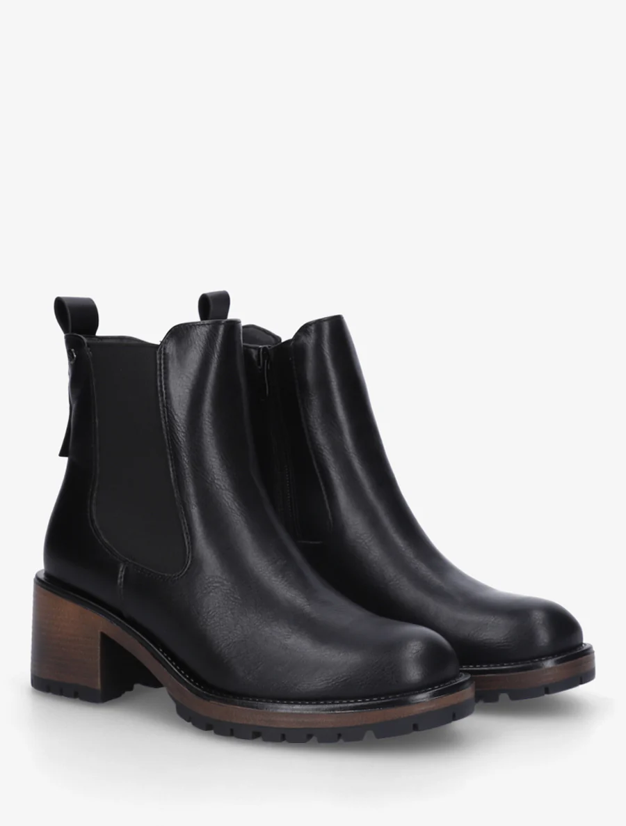 Bottines élastiquées à talon - Noir - Image 4
