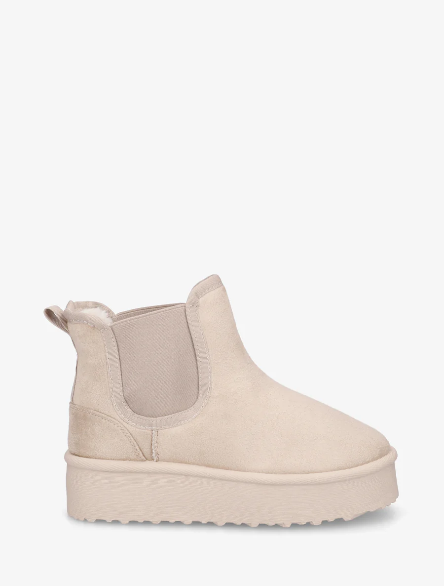 Bottines élastiquées en suédine - Beige