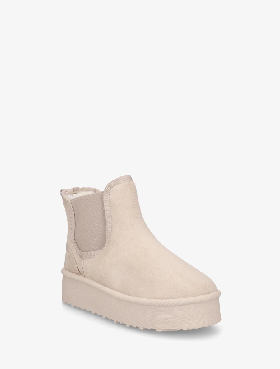 Bottines élastiquées en suédine - Beige - Image 2