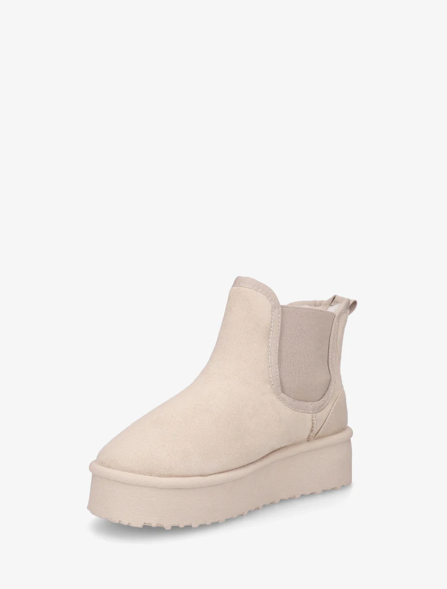 Bottines élastiquées en suédine - Beige - Image 3