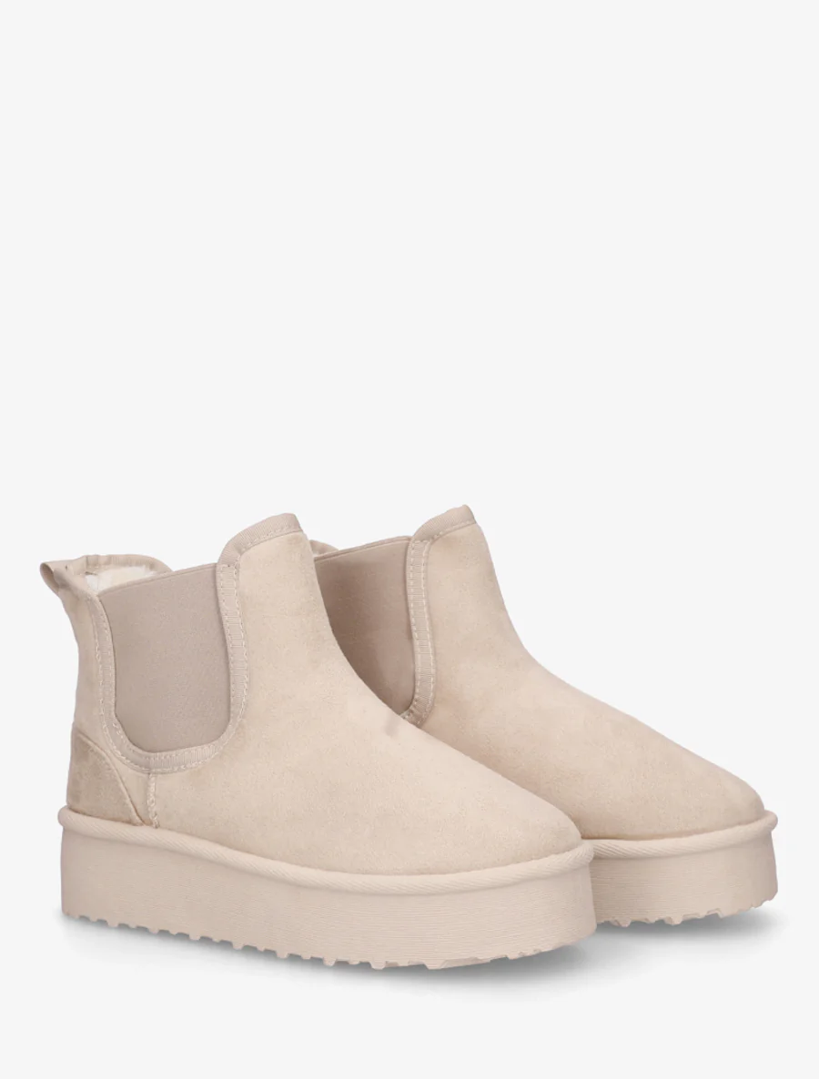 Bottines élastiquées en suédine - Beige - Image 4