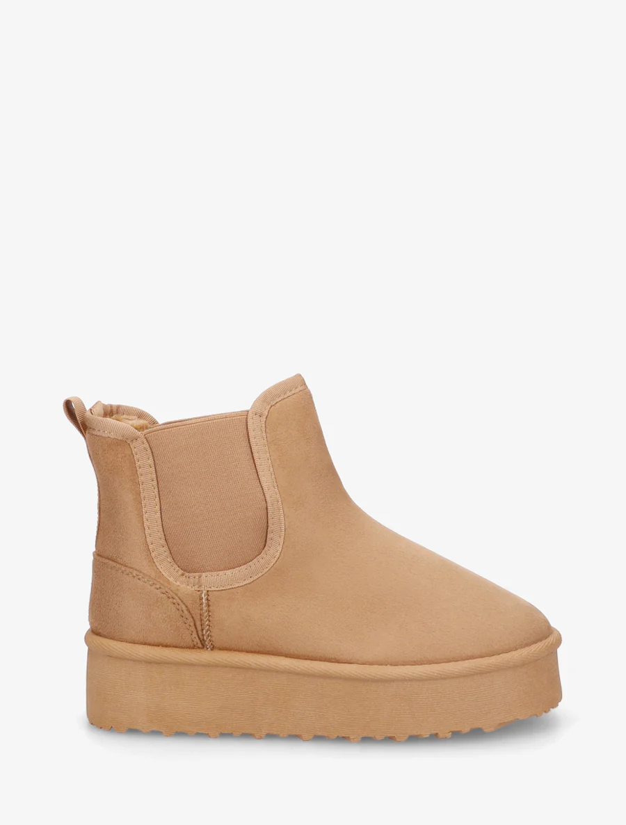 Bottines élastiquées en suédine - Camel