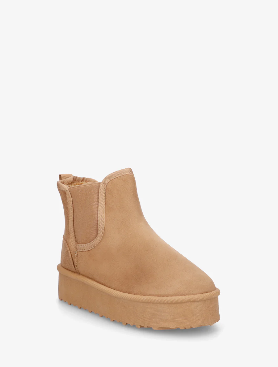 Bottines élastiquées en suédine - Camel - Image 2