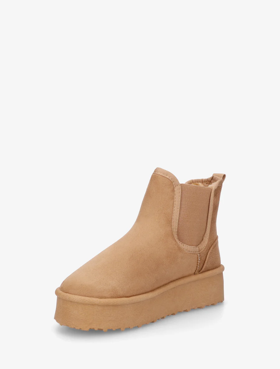 Bottines élastiquées en suédine - Camel - Image 3